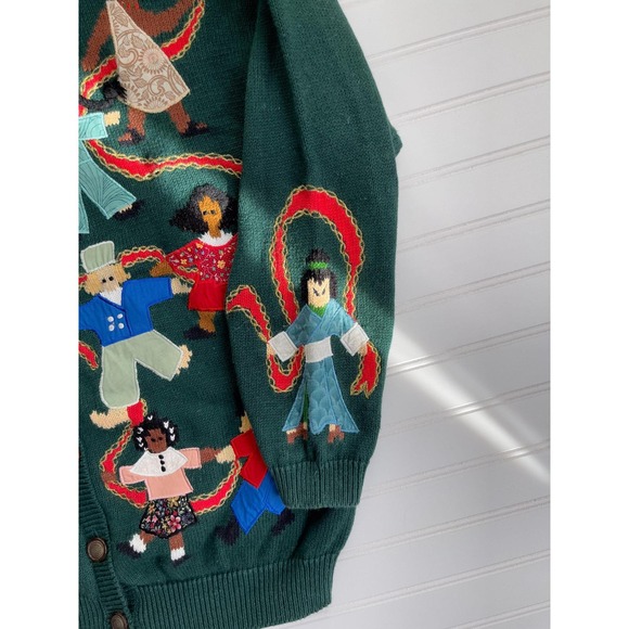 vtg Susan Bristol traditional folk clothing novelty embroidered cardigan sweater - Picture 4 of 6